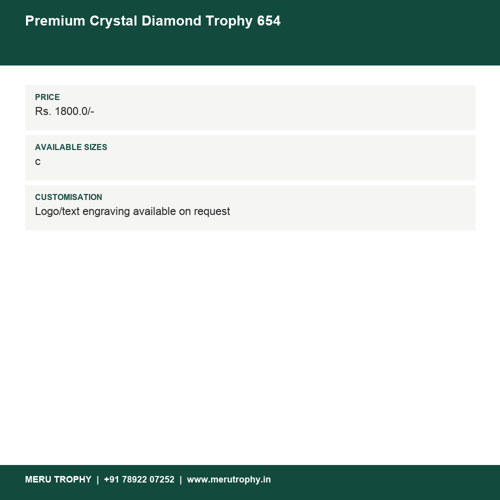 Premium Crystal Diamond Trophy 654 details - Meru Trophy