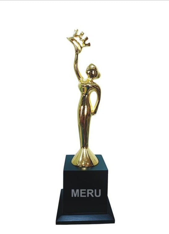 Gold Trophy with Sculpted Figure - Recognition Award