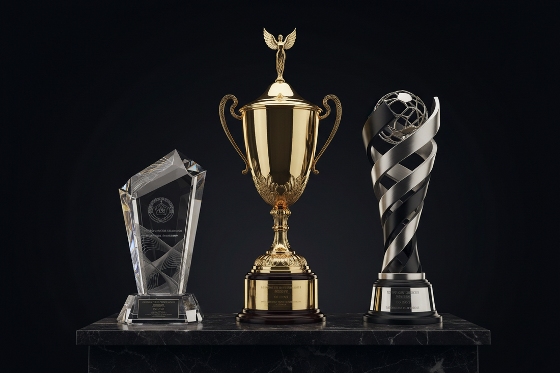 Elegant crystal trophy design for professional sports leagues from Meru Trophy; a leading trophy manufacturer in India.