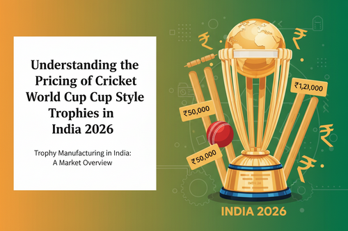 Premium Cricket World Cup style trophy for corporate recognition and sports awards by Meru Trophy manufacturer in India.