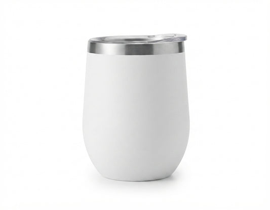 Egg-Shaped Insulated Wine Tumbler - White - Meru Trophy corporate gifting