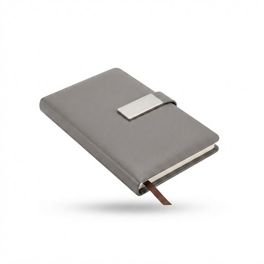 Slim Pocket PU Diary with Metal Plate - Grey - Meru Trophy corporate gifting