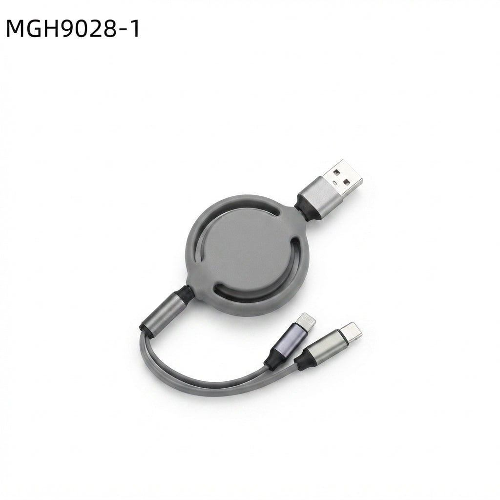 LED Logo Multi-Charging USB Cable Keyring - Grey - Meru Trophy corporate gifting