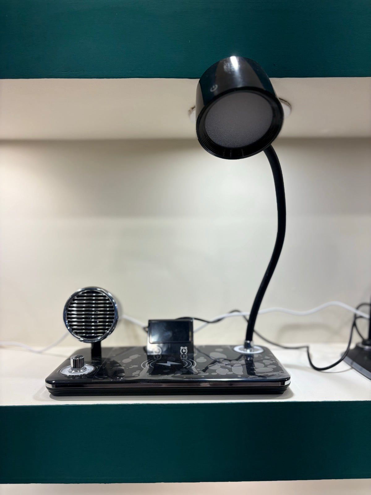 Desk Lamp with Wireless Charger, Speaker and Clock