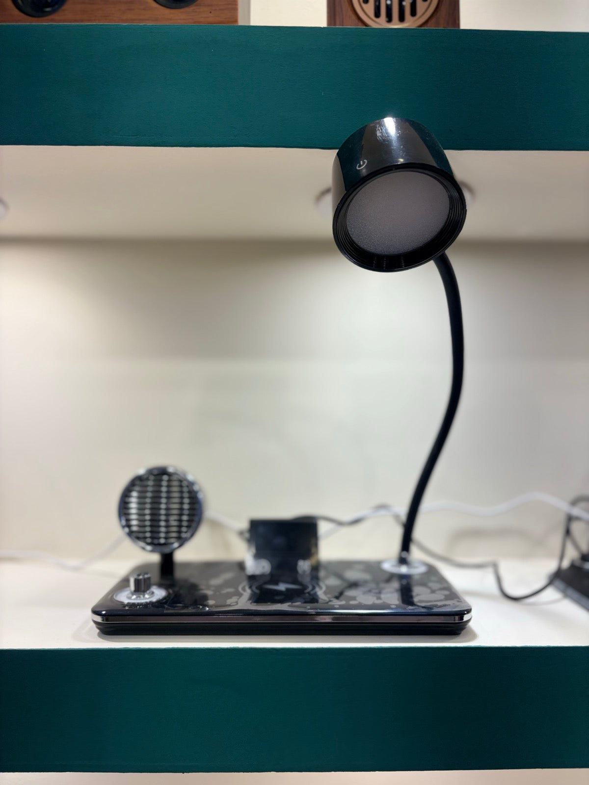 Desk Lamp with Wireless Charger, Speaker and Clock