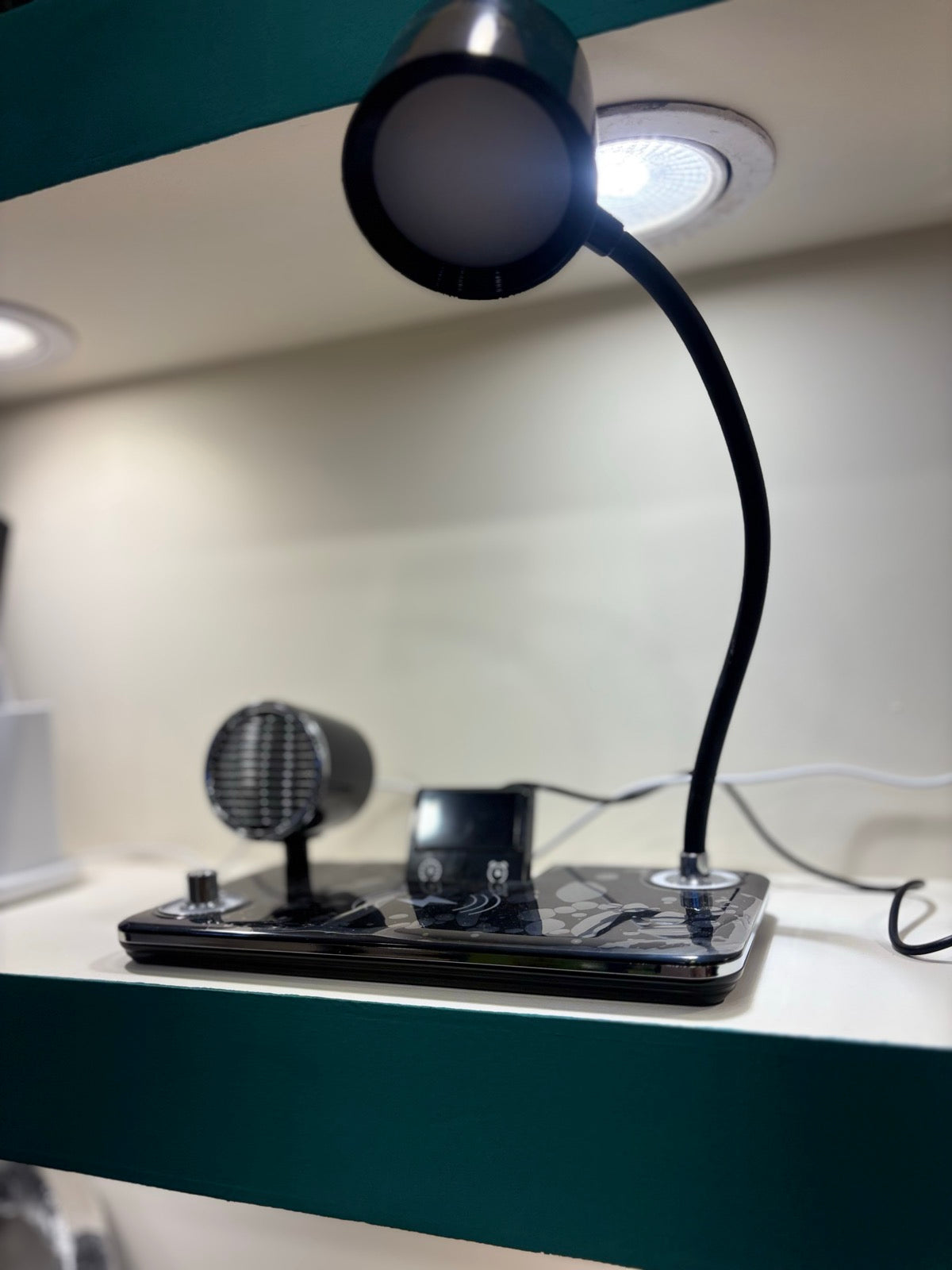 Desk Lamp with Wireless Charger, Speaker and Clock