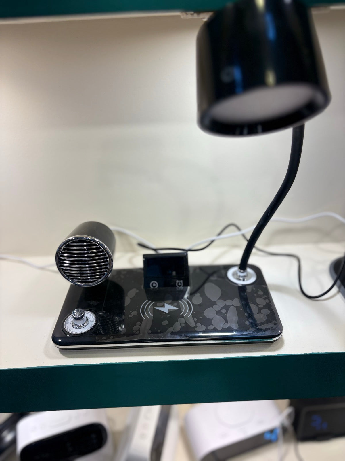 Desk Lamp with Wireless Charger, Speaker and Clock
