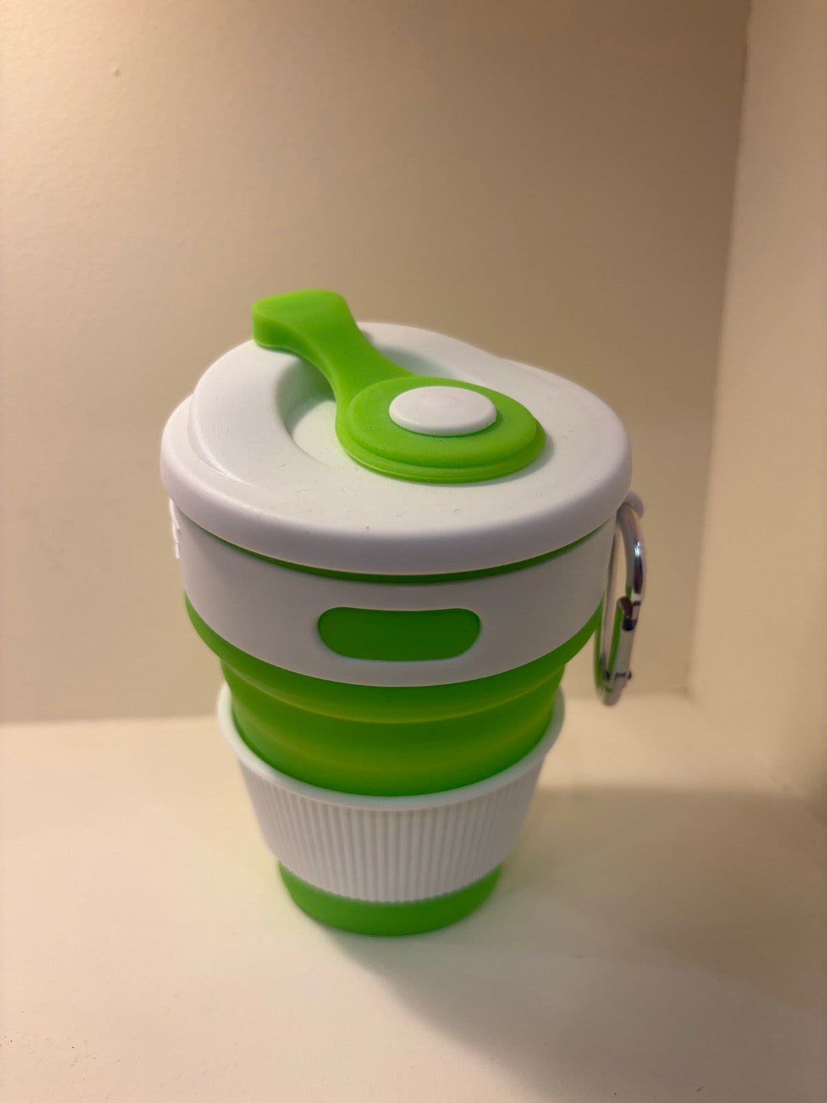 Collapsible Silicone Travel Cup - Green - real product photo