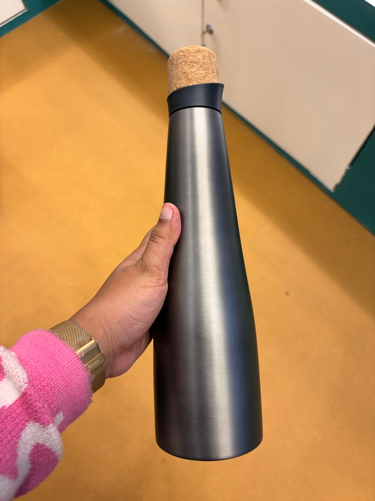 Cone-Shaped Bottle with Cork Stopper - Silver - real product photo