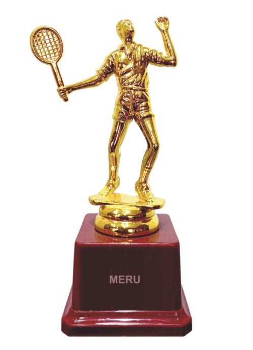 Badminton trophy made with fiber trophies; perfect for sports awards.