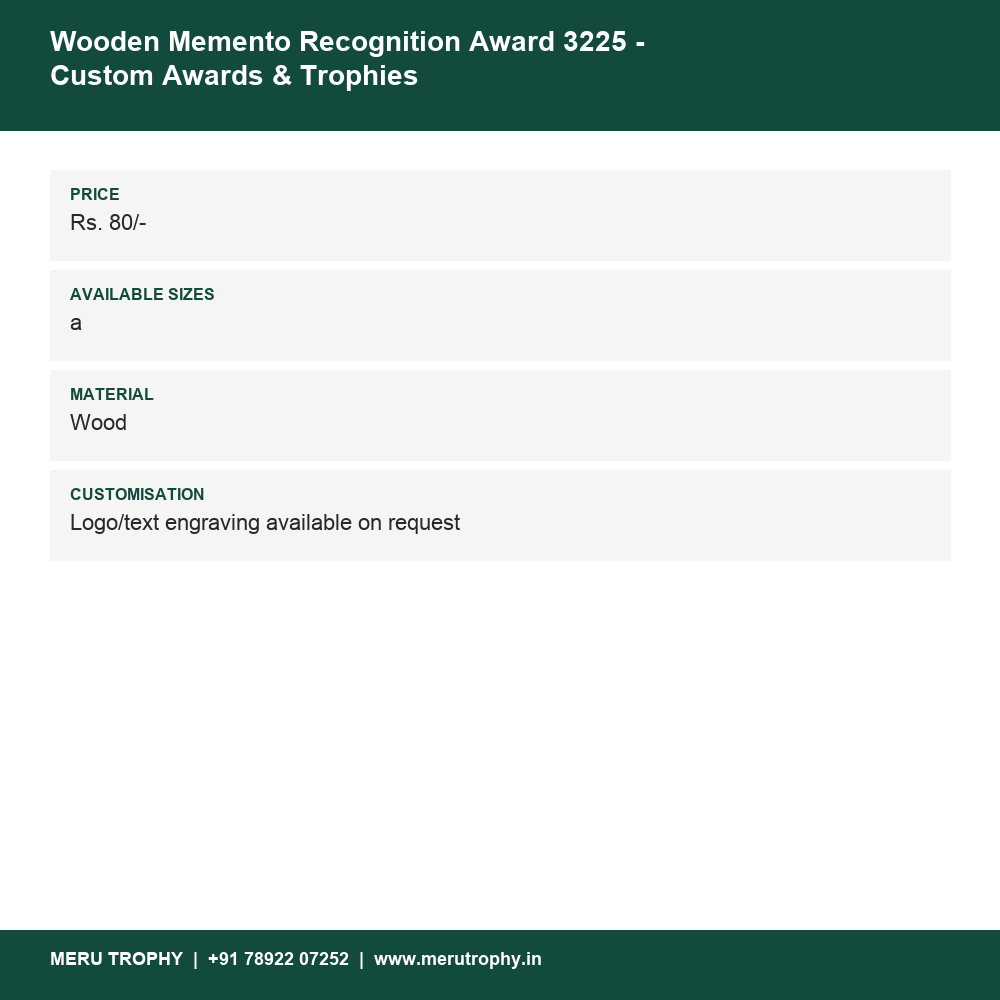 Wooden Memento Recognition Award 3225 - Custom Awards & Trophies details - Meru Trophy