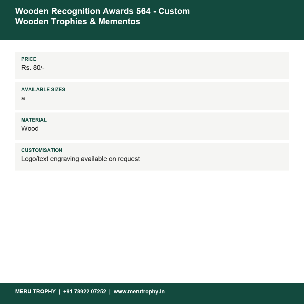 Wooden Recognition Awards 564 - Custom Wooden Trophies & Mementos details - Meru Trophy