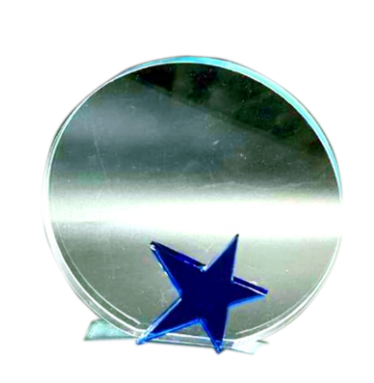 Crystal star trophy on an acrylic base; symbolizing achievement and recognition.