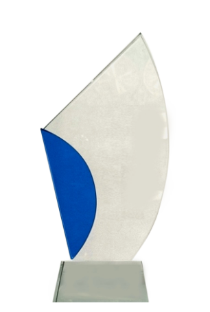 Blue crescent crystal trophy