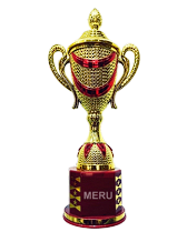Gold and red cup trophy; a beautiful fiber trophy design for awards ceremonies.