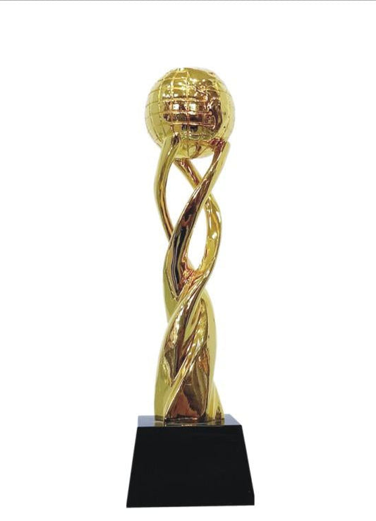 Gold Globe Crystal Trophy CST 119 - A beautiful crystal trophy for awards.