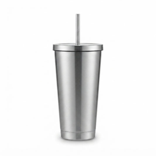 Insulated Straw Tumbler - Silver - Meru Trophy corporate gifting