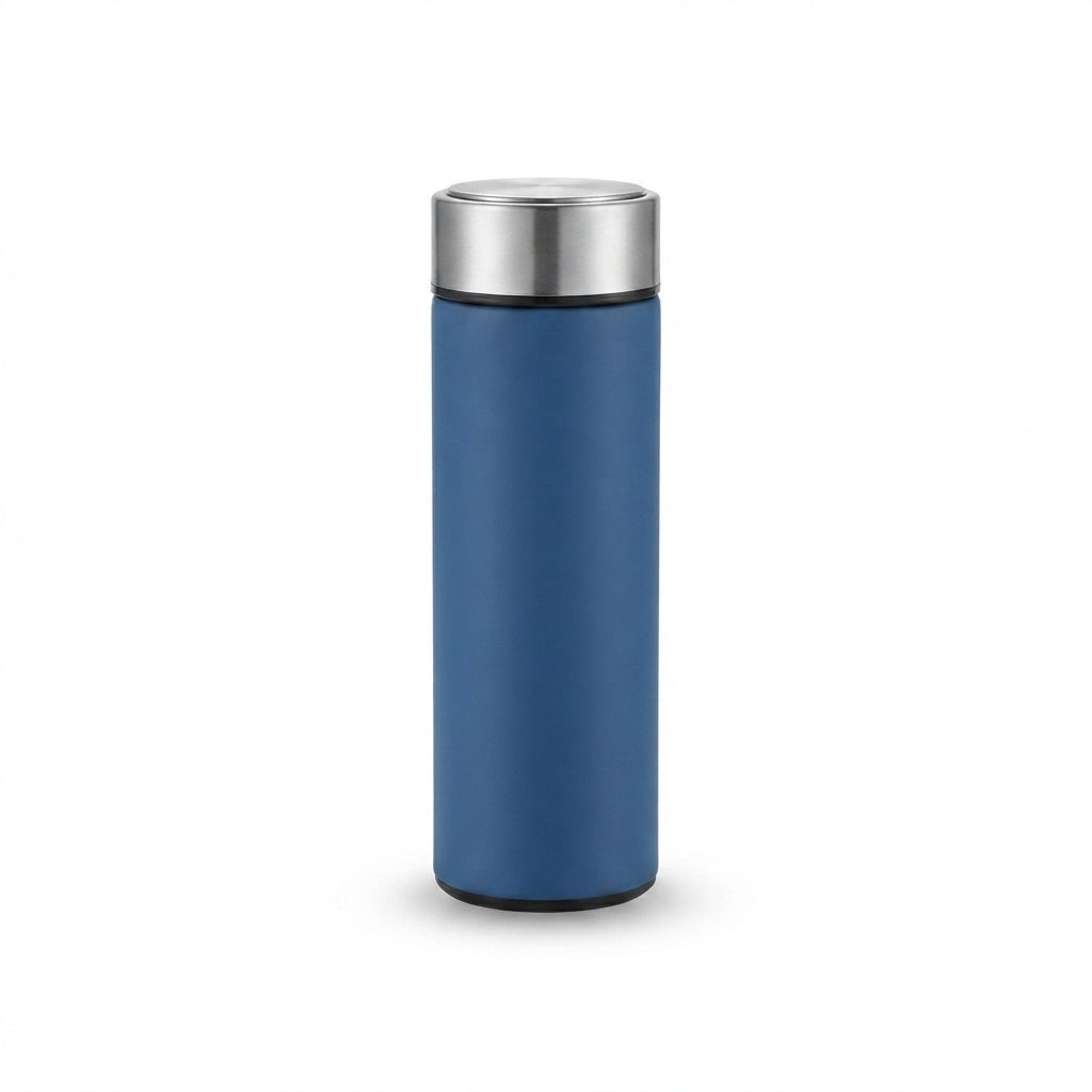 Slim Vacuum Flask with Steel Lid - Blue - Meru Trophy corporate gifting