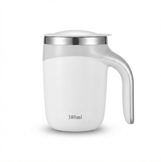 Self Stirring Stainless Steel Mug - White - Meru Trophy corporate gifting