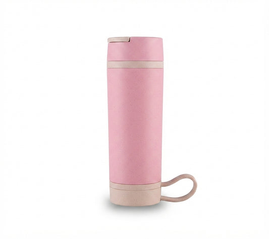 Wheat Straw Bottle with Carry Loop - Pink - Meru Trophy corporate gifting
