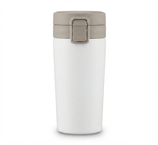 Flip-Lid Travel Tumbler - White - Meru Trophy corporate gifting