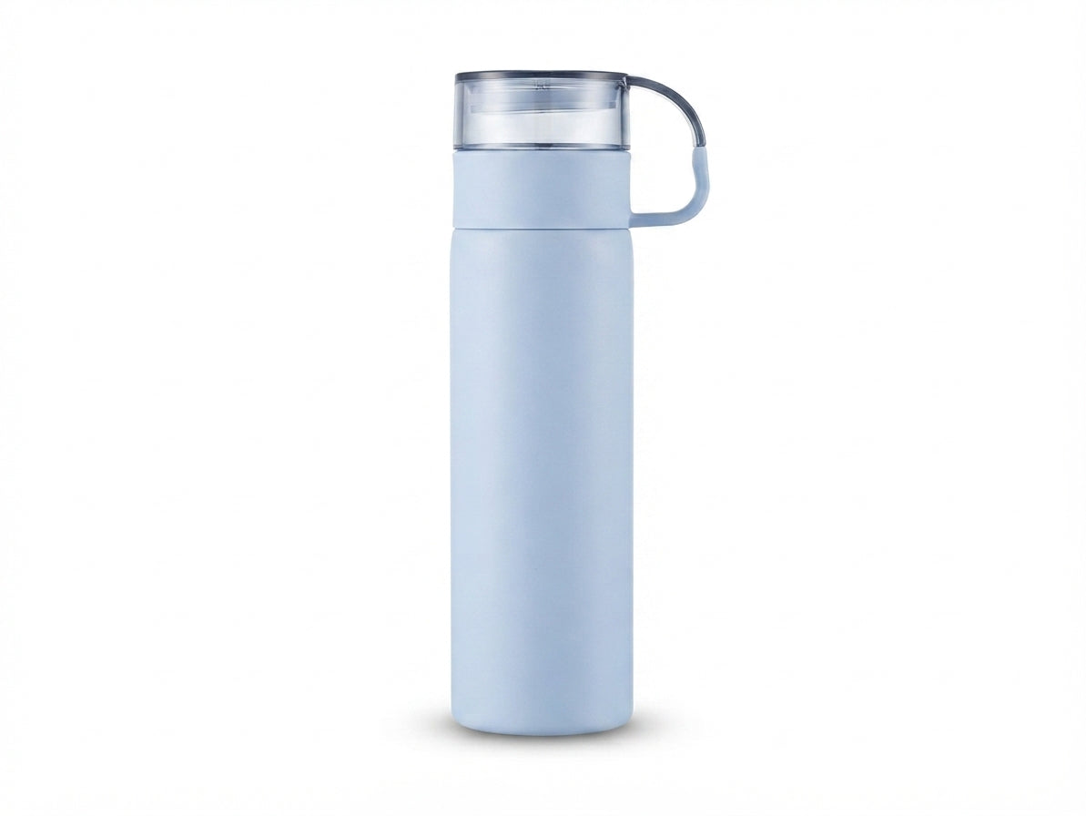 Pastel Vacuum Flask with Cup Handle Lid - Blue - Meru Trophy corporate gifting