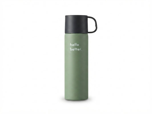 Pastel Vacuum Flask with Cup Handle Lid - Green - Meru Trophy corporate gifting