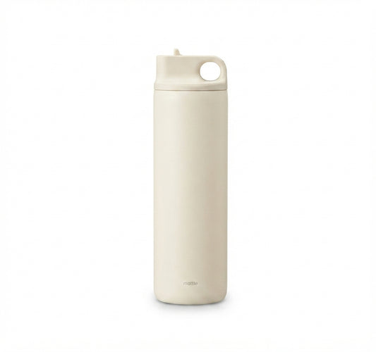 Straw-Lid Vacuum Bottle - Cream - Meru Trophy corporate gifting