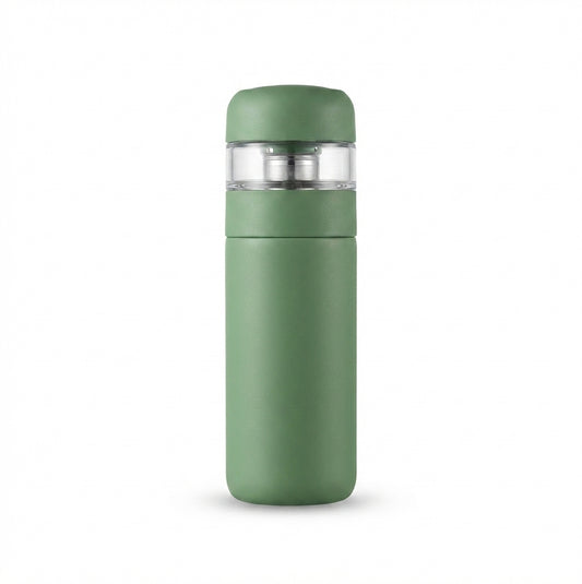 Vacuum Flask with Tea Infuser Lid - Green - Meru Trophy corporate gifting