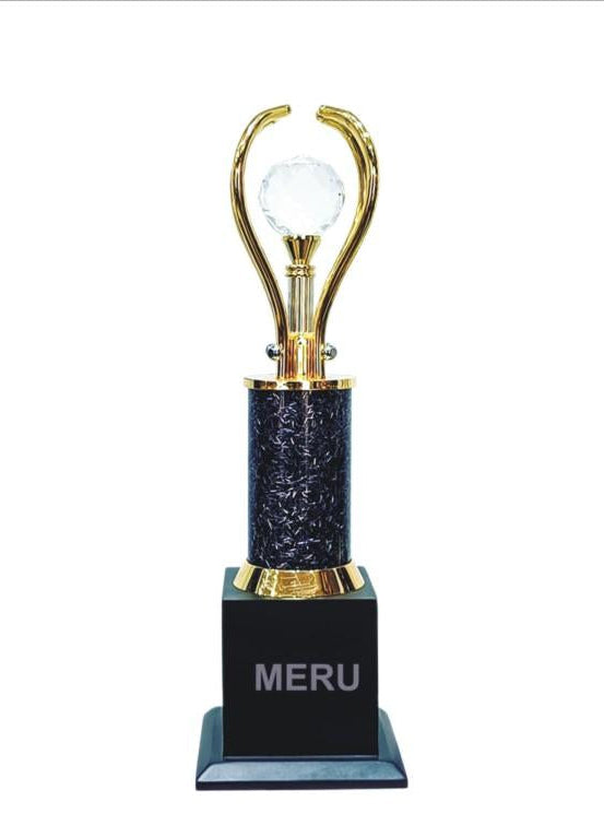 Crystal Trophy with Gold Accents - Award Trophy Design