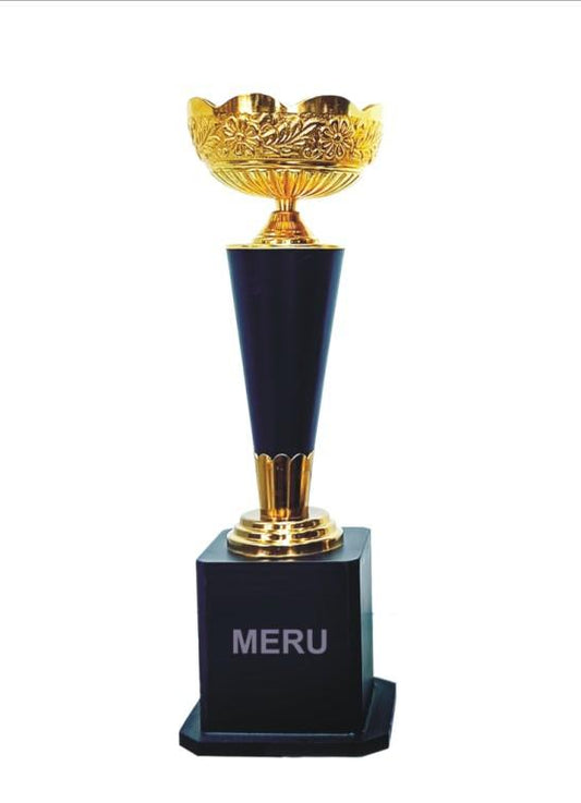 Elegant gold trophy symbolizing achievement and recognition. Ideal for corporate awards and trophies.