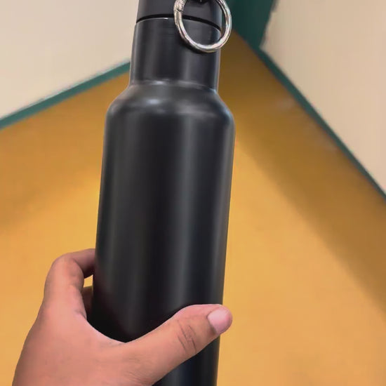 Vacuum Bottle with Ring Handle Lid - Black - warehouse photo
