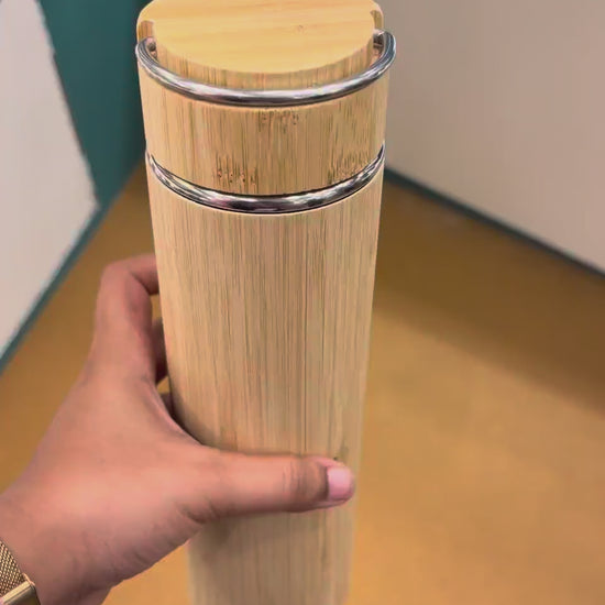 Bamboo Vacuum Flask with Steel Infuser - video IMG_9693