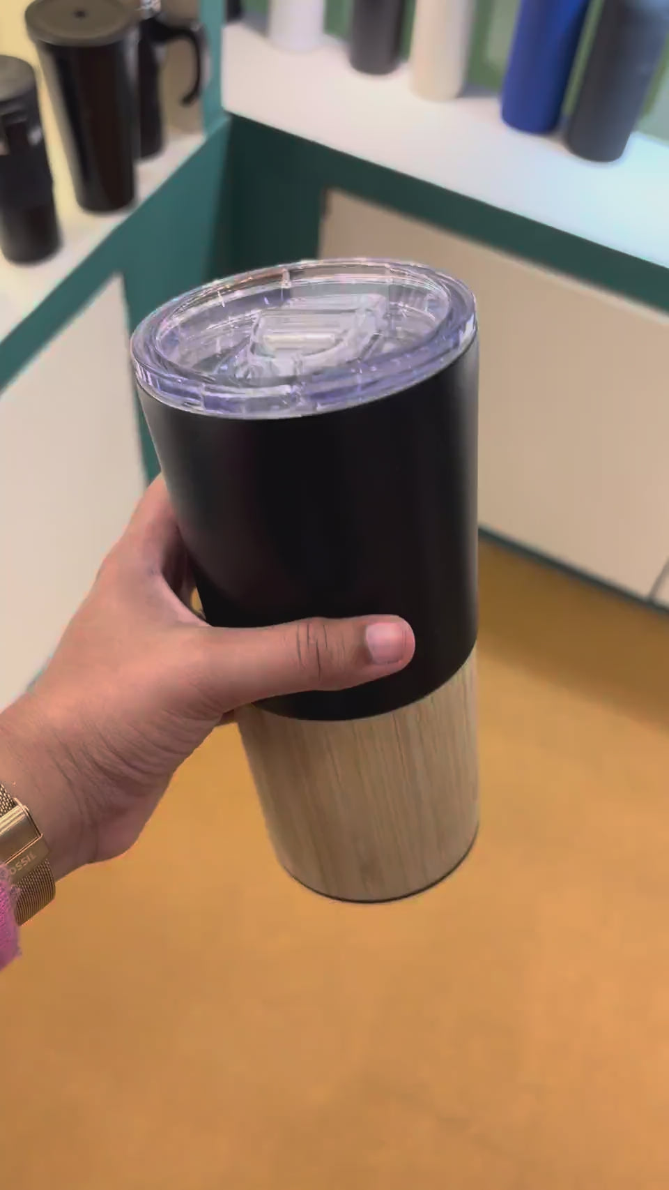 Bamboo Base Insulated Tumbler - Black - video IMG_9689