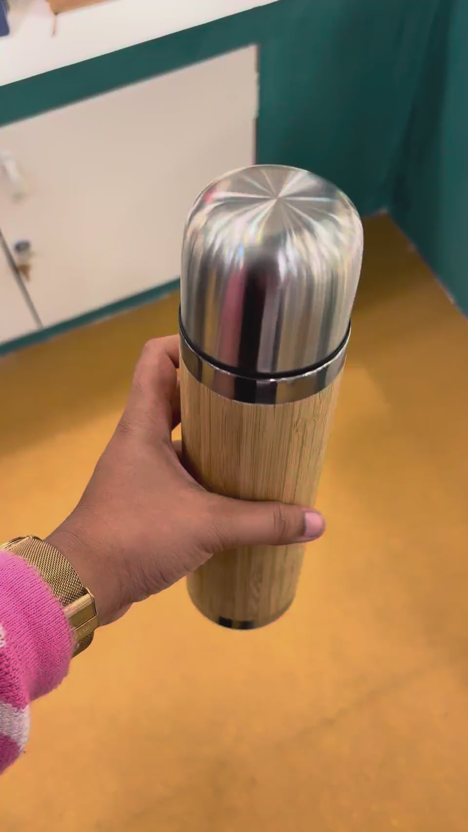 Tall Bamboo Bottle with Steel Carry Handle 500 ml – MGH 7042