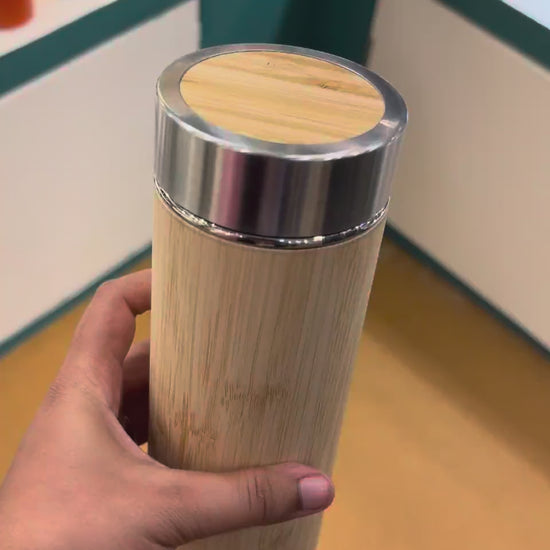 Bamboo Vacuum Flask Gift Set with Infuser Lid 450 ml – MGH 3163