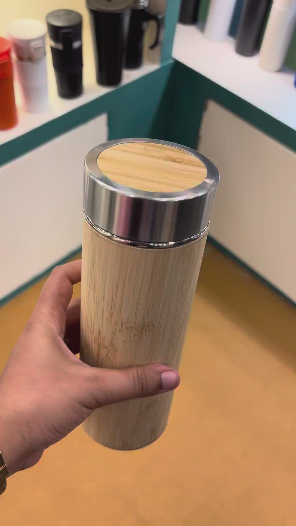 Bamboo Vacuum Flask Gift Set with Infuser Lid 450 ml – MGH 3163