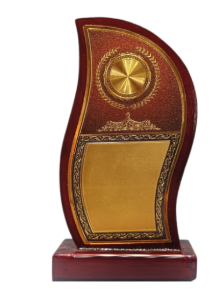 Elegant wooden memento trophy for corporate recognition and awards.
