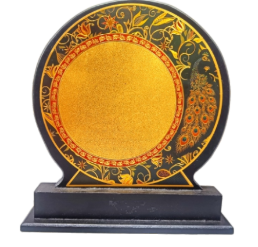 Elegant wooden memento trophy with gold accents; perfect for awards and recognition.
